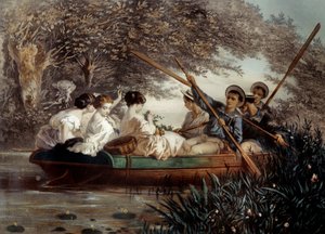 Båtturen Litografi av Eugene Guerard (1821-1866) Privatsamling fra 1800-tallet
