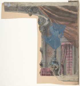 Design for et scenesett på Opéra, Paris, 1828-90. av Eugene Ciceri