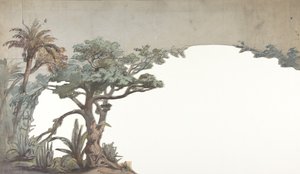 Design for et scenesett på Opéra, Paris, 1828-90. av Eugene Ciceri