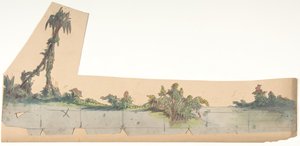Design for et scenesett på Opéra, Paris, 1828-90. av Eugene Ciceri