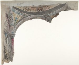 Design for et scenesett på Opéra, Paris, 1830-90. av Eugene Ciceri
