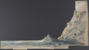 Design for et scenesett på Opéra, Paris, 1830-90. av Eugene Ciceri