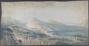 Design for et scenesett på Opéra, Paris, 1830-90. av Eugene Ciceri