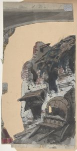 Design for et scenesett på Opéra, Paris, 1830-90. av Eugene Ciceri