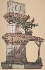 Design for et scenesett på Opéra, Paris, 1830-90. av Eugene Ciceri