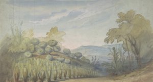 Design for et scenesett på Opéra, Paris, 1830-90. av Eugene Ciceri