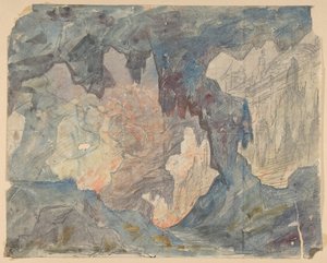 Design for et scenesett på Opéra, Paris, 1830-90. av Eugene Ciceri