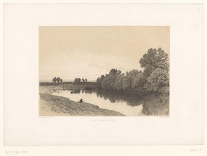 Elvelandskap med fiskere i kveldslyset Pittoreske landskap (serietittel) Croquis pittoresques (serietittel på objekt)