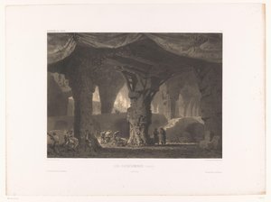 Teaterdekor med katakomben Les katakomber (redigert) (tittel på objekt) Teaterdekorer (serietittel) Décorations de théâtre (serietittel på objekt) av Eugene Ciceri