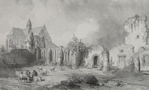Pittoreske og romantiske reiser i det gamle Frankrike. Brittany: Abbey of Relec av Eugene Ciceri