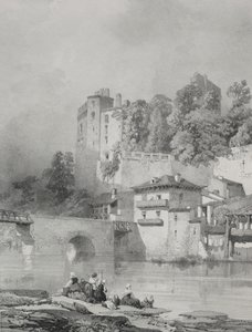 Pittoreske og romantiske reiser i det gamle Frankrike. Bretagne: Chateau de Clisson av Eugene Ciceri
