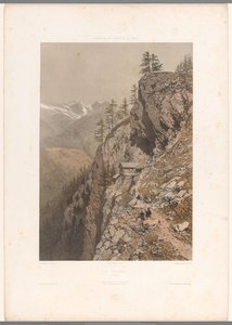 Turgåere på fjellstien ved Chamonix og Mont Blanc Le Chapeau (tittel på objekt) Severdigheter i Sveits, Savoy og Tyrol (serietittel) La Suisse, la Savoie et le Tyrol (serietittel på objekt) av Eugene Ciceri