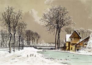Vinterlandskap - Chromolithography of Ciceri, n.d. av Eugene Ciceri