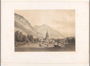 Utsikt over Meiringen Meiringen (tittel på objekt) Ansikter i Sveits og Savoy (serietittel) La Suisse et la Savoie (serietittel på objekt) av Eugene Ciceri