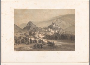 Utsikt over Sion i Rhone-dalen Sion (tittel på objekt) Severdigheter i Sveits, Savoy og Tyrol (serietittel) La Suisse, la Savoie et le Tyrol (serietittel på objekt) av Eugene Ciceri