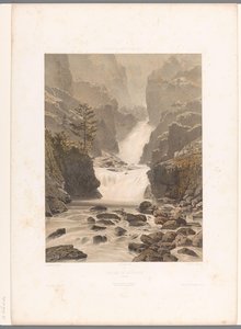 Utsikt over Barberine-fossen ved Vallorcine Cascade de Barberine (tittel på objekt) Utsikt i Sveits, Savoy og Tyrol (serietittel) La Suisse, la Savoie et le Tyrol (serietittel på objekt) av Eugene Ciceri