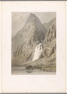 Utsikt over fossen i Pissevache Cascade de Pissevache (tittel på objekt) Ansikter i Sveits og Savoy (serietittel) La Suisse et la Savoie (serietittel på objekt) av Eugene Ciceri