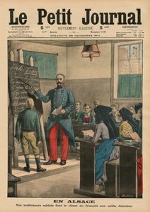Alsace, våre lærere soldater som lærer Alsace-barna fransk, forsideillustrasjon fra 