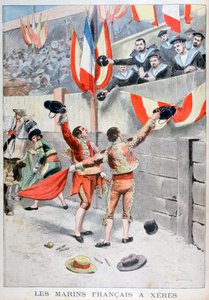 Franske sjømenn ser på en oksekamp, Xeres, Spania, 1899 av Eugene Damblans