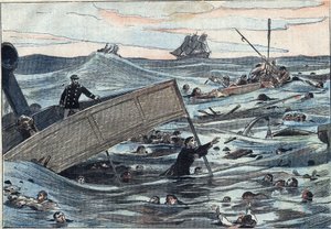 Senking av skipet "" Burgundy "", sank av en engelsk seilbåt av Eugene Damblans