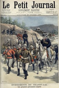 Sør-Afrika - Boerekrigen. Transvaal hendelser. De første engelske fangene tatt til fange av boerne. Tegning av Damblans. "" Le Petity Journal", 29. oktober av Eugene Damblans