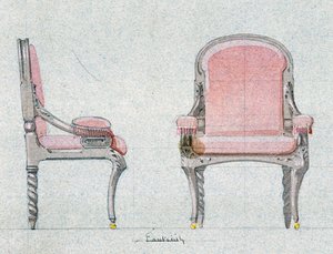 Lenestol for Golden room, Chateau d'Eu av Eugene Emmanuel Viollet le Duc