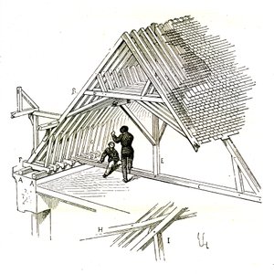 Viollet-Le-Duc zeigt zwei Figuren, die einen Rahmen studieren