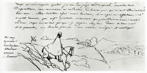 Viollet-le-Duc på sine reiser gjennom Frankrike (blekk på papir) av Eugene Emmanuel Viollet le Duc