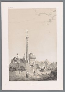 Baba Sukhte-moskeen med Bagh-e-Ghoushkhane-minareten i Isfahan Moskeen Baba-Souctah Ispahan (tittel på objekt) Persiske landskap (serietittel) Perse modern (serietittel) av Eugene Flandin