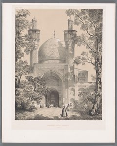 Chahar Bagh skole i Isfahan Moske-Sultan-Hussein Ispahan (tittel på objekt) Persiske landskap (serietittel) Perse modern (serietittel) av Eugene Flandin