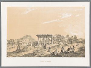 Utsikt over en bygning i Isfahan, Iran Kiosque des miroirs Ispahan (tittel på objekt) Persiske landskap (serietittel) Perse modern (serietittel) av Eugene Flandin