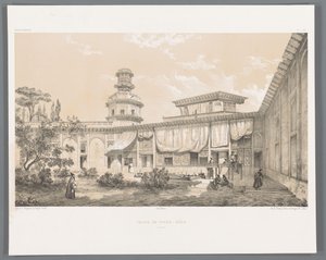 Char Bagh-palasset i Isfahan Palais du Tchar-Bach Ispahan (tittel på objekt) Persiske landskap (serietittel) Perse modern (serietittel) av Eugene Flandin