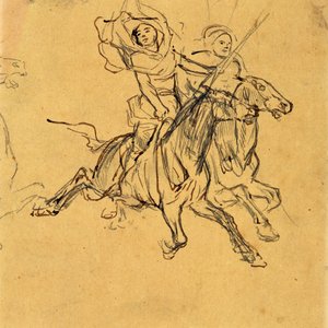 Studie von zwei Reitern av Eugène Fromentin