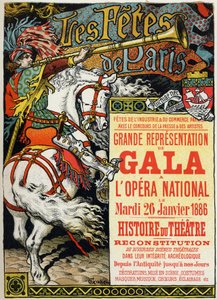 Kunst. Underholdning. Paris sine fester. Bal på Opera de Paris. plakat av Eugene Grasset, Frankrike av Eugene Grasset