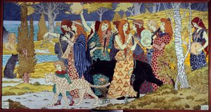 Art Nouveau: "" Harmony"" Musikere og dyr. Lava emaillee av Eugene Grasset (1841-1917) 1893 Søn. 1,3x2,45 m Paris, musee d