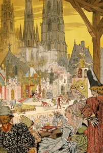 Skildring av mystikk i kirkegården til katedralen, illustrasjon for Notre-Dame de Paris av Victor Hugo (1802-1885) av Eugene Grasset
