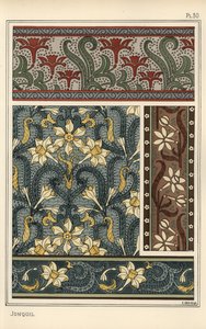 Jonquil, Narcissus jonquilla, som designmotiv i tapet- og stoffmønstre av Eugene Grasset