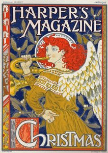 Religion. Juleengel. Plakat av Eugene Grasset for Harper