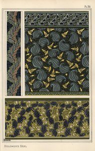 Salomons segl, Polygonatum multiflorum, som designmotiv i tapet, border og stoff av Eugene Grasset