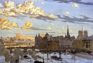 Ile de la Cite sett fra Louvre-broen av Eugene Grasset