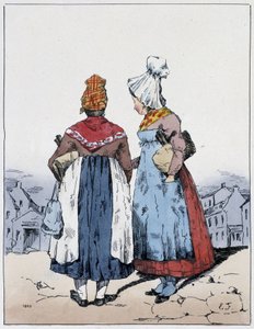 Two Women, Cairo Square - i "" Souvenirs of a loafer"" av Eugène Forest, red. Delpech, Paris, v.1830