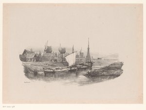 Havn med båter og vindmøller Plate kanalen Minner om Eugène Isabey (serietittel) Souvenirs d