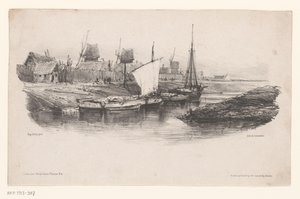 Havn med båter og vindmøller Plate kanalen Minner om Eugène Isabey (serietittel) Souvenirs d