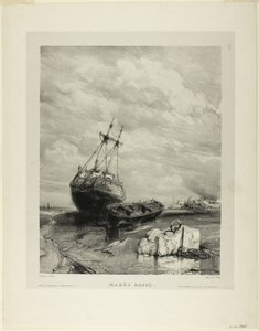 Low Tide, plate seks fra Six Marines av Eugene Isabey