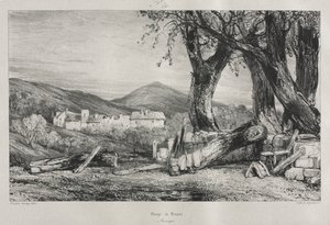 Pittoreske og romantiske reiser i det gamle Frankrike: Auvergne (vol. II), Gorge of Royat, Plate 79 av Eugene Isabey