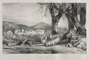 Pittoreske og romantiske reiser i det gamle Frankrike: Auvergne vol. II, Gorge of Royat, Plate 79, 1830 av Eugene Isabey