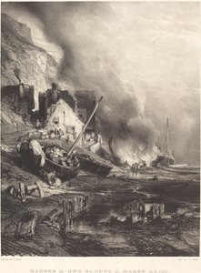 Ombygging av båt ved lavvann av Eugene Isabey