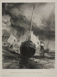 Suvenir fra St. Valéry-sur-Somme, tallerken tre fra Six Marines av Eugene Isabey