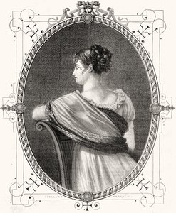 Portrett av Madame Recamier (1777-1849) gravert av Antoine Auguste Ernest Hebert (1817-1908)