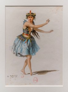 Korrigane. Ballett av Charles-Marie Widor, kostymemodell. 1880, penn, akvarell og gouache på papir.